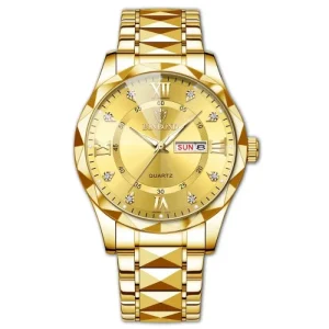 BINBOND Original Men’s Luxury Stainless Steel Waterproof Fashion Business Watch Luminous Dual Calendar Quartz Wrist Watch