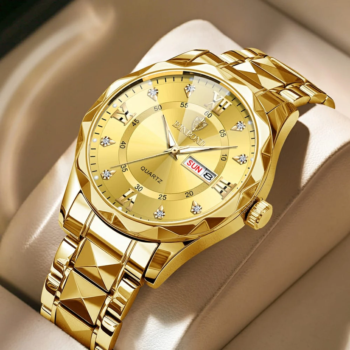 BINBOND B2521 Luxury Men Watch Golden