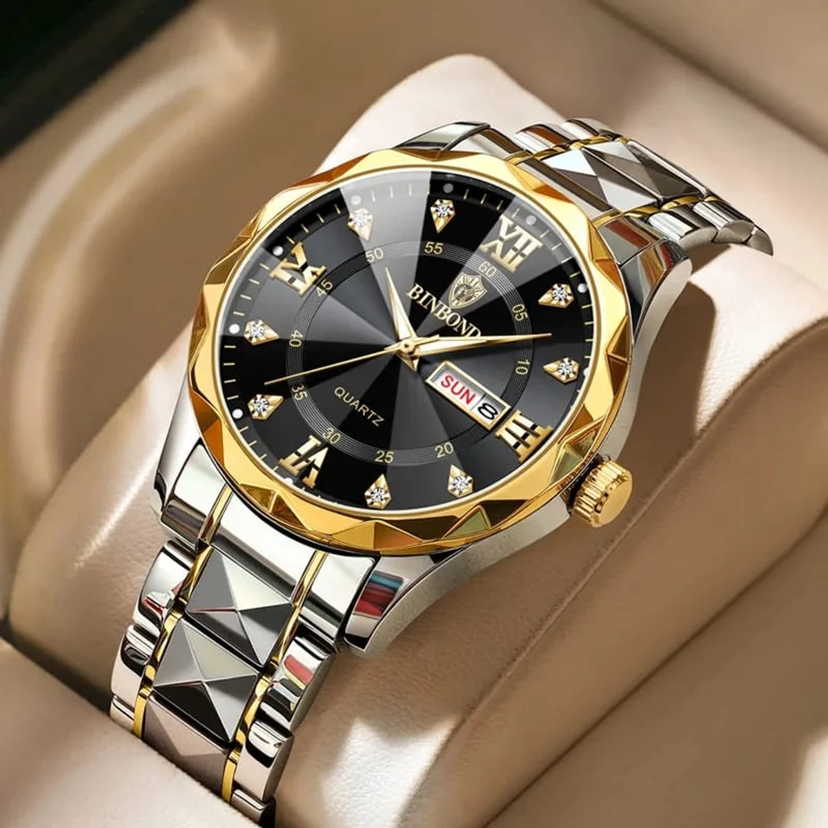 BINBOND B2521 Luxury Men Watch | Silver | Black | Golden