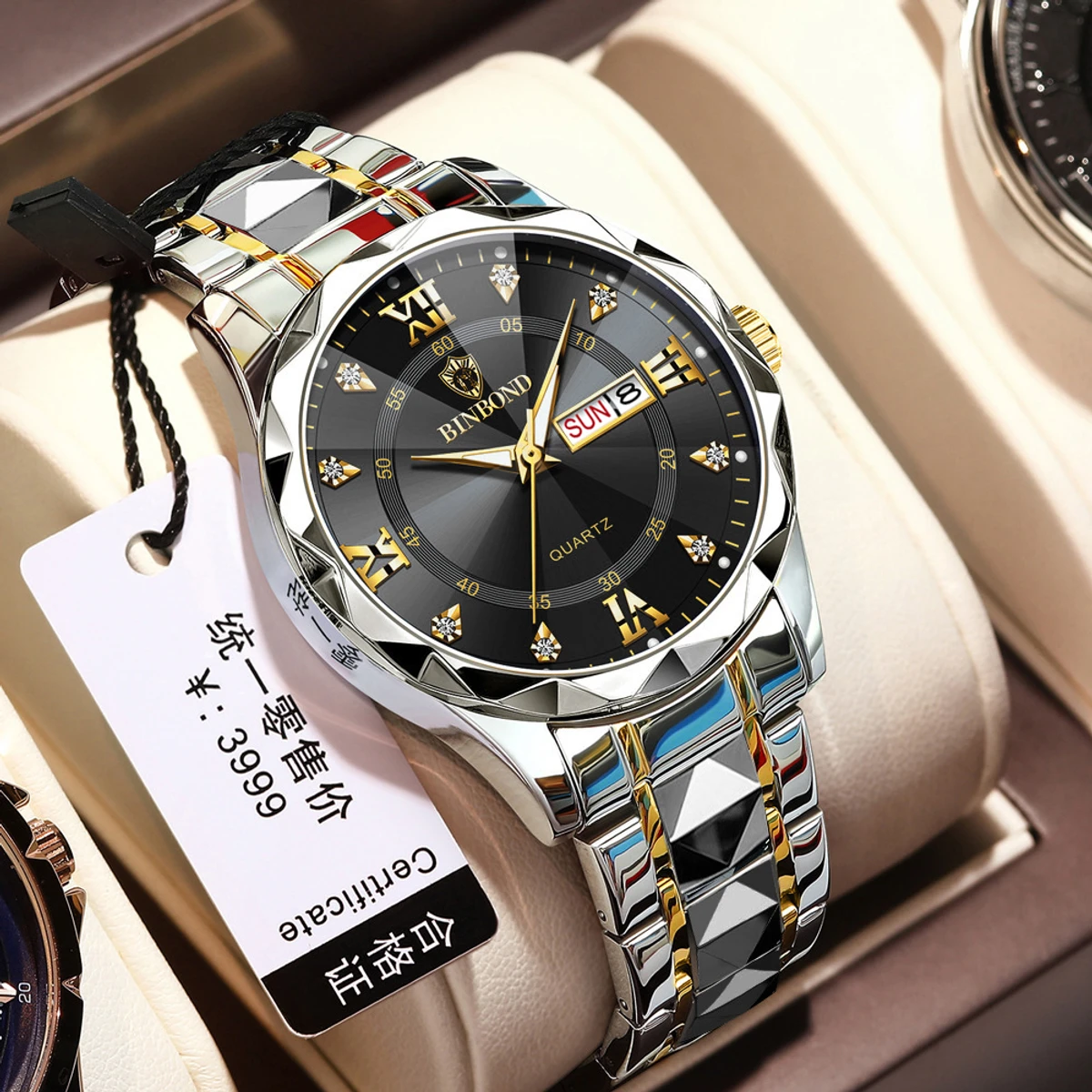 BINBOND B2521 Luxury Men Watch | Silver | Black